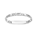 Graveerarmband figaro plaat 6,0 mm zilver wit