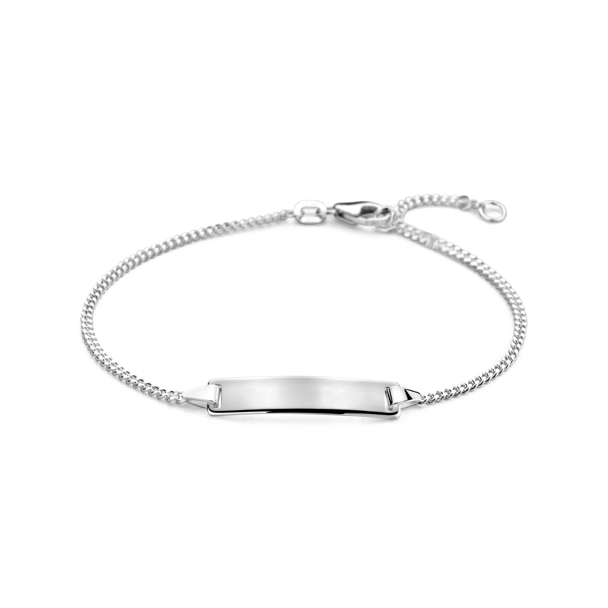 Graveerarmband gourmette plaat 5,0 mm 16 - 18 cm zilver wit