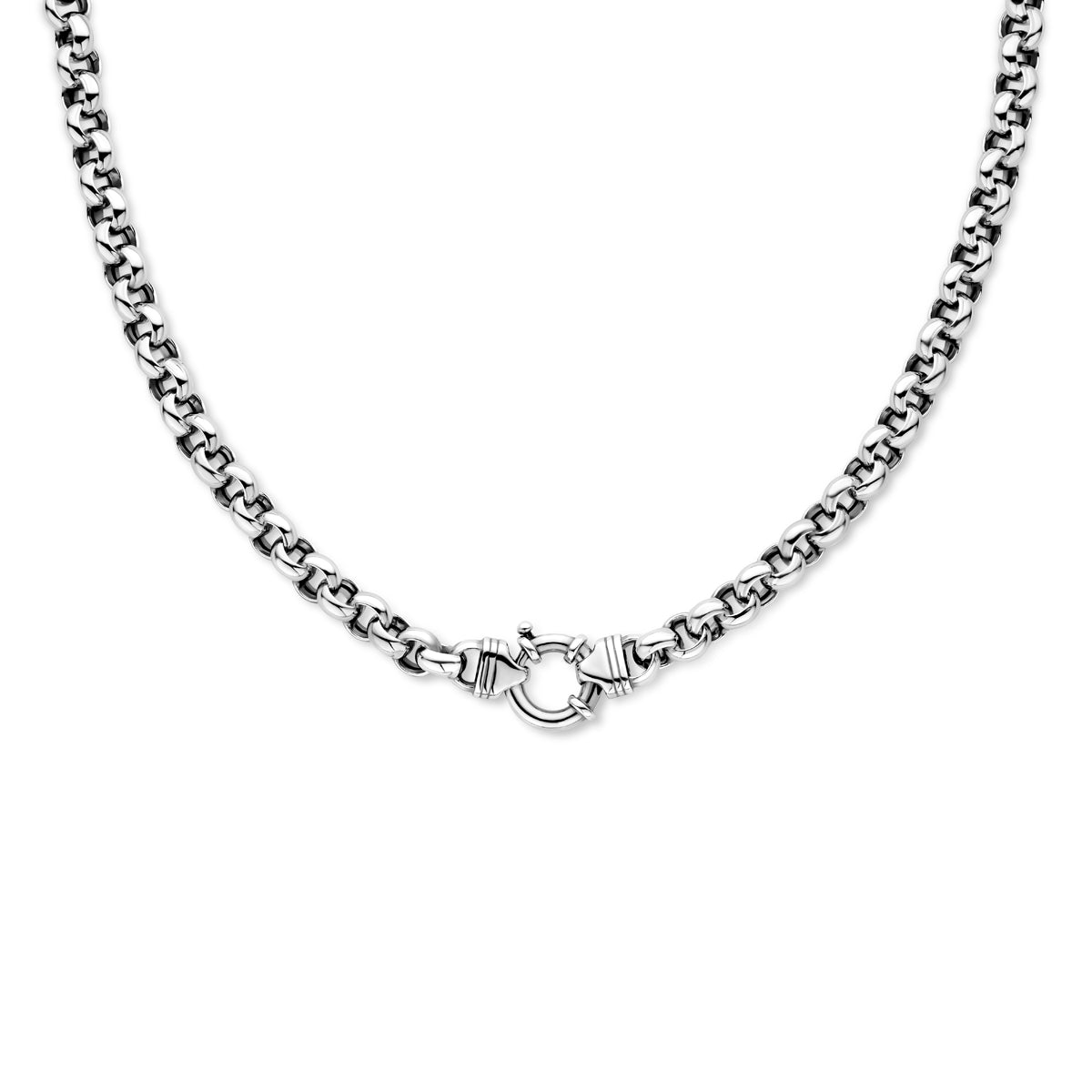 Collier oxi jasseron 7,8 mm met groot springslot zilver geoxideerd