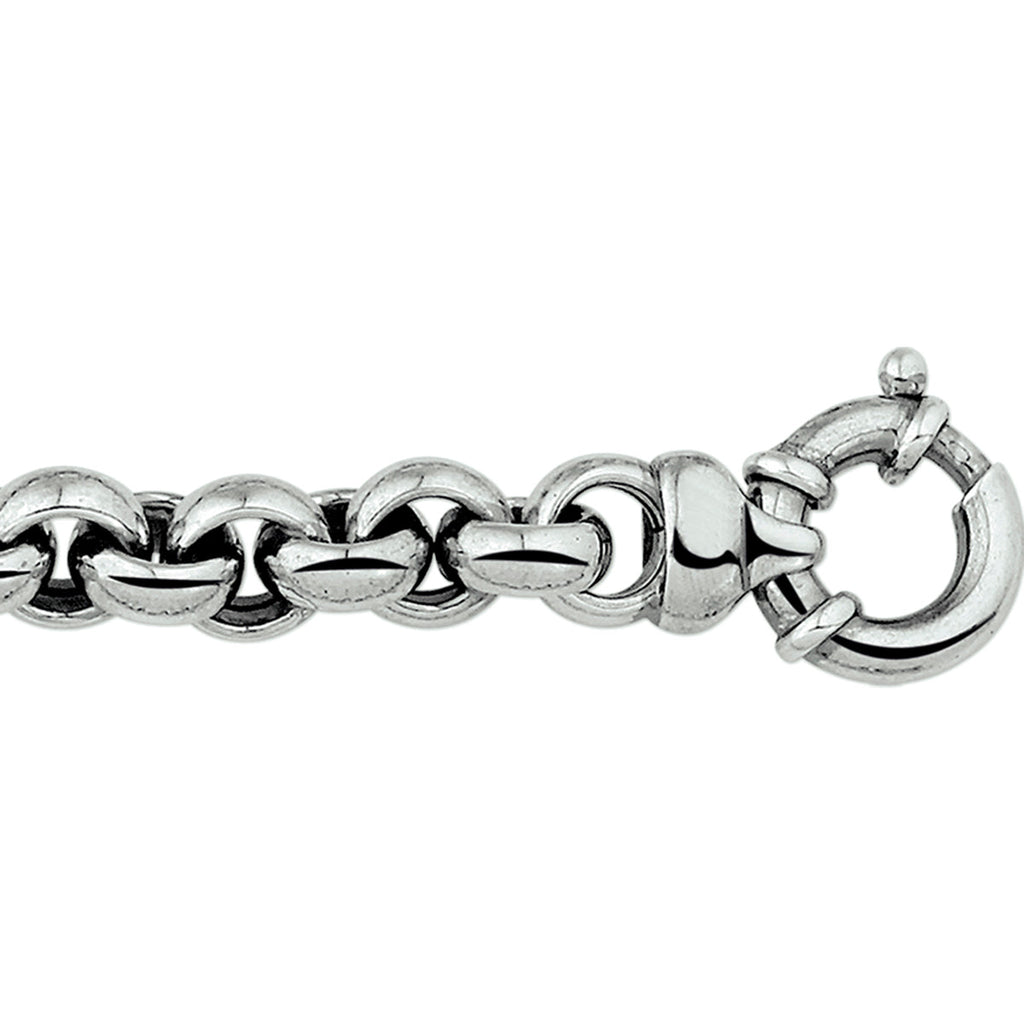 Armband oxi jasseron 10,5 mm met groot springslot zilver geoxideerd