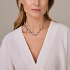 Collier oxi jasseron 13 mm met groot springslot zilver geoxideerd