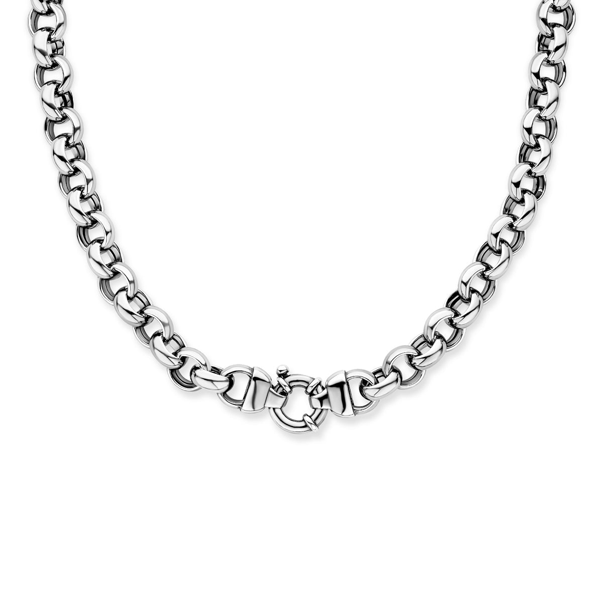 Collier oxi jasseron 13 mm met groot springslot zilver geoxideerd