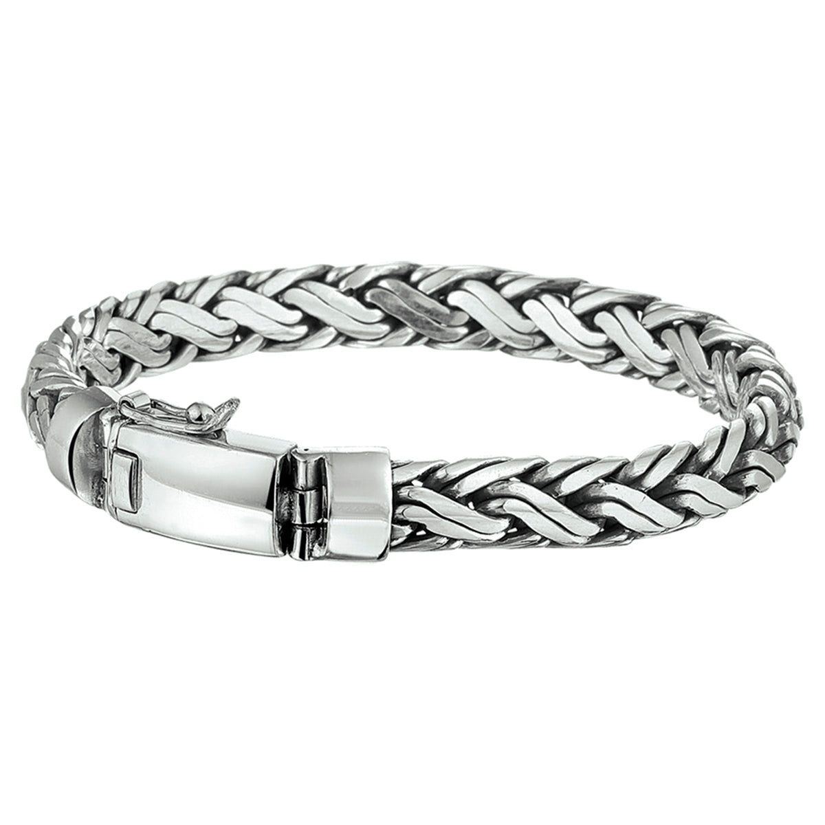 Armband oxi vossestaart 8 mm zilver geoxideerd