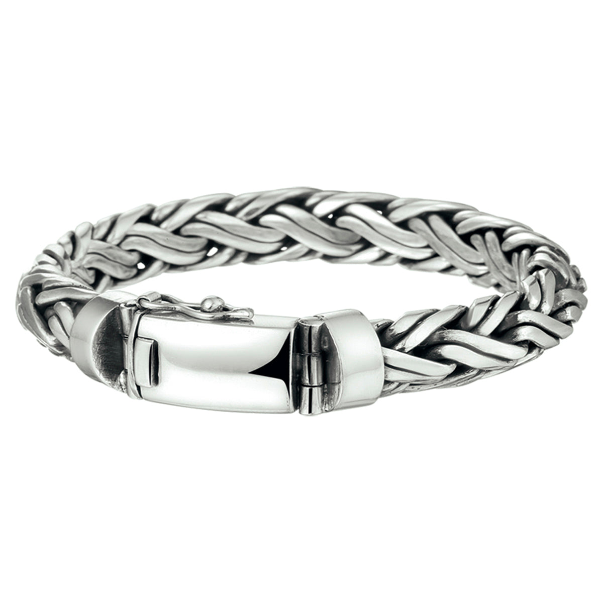 Armband oxi vossestaart 10 mm zilver geoxideerd