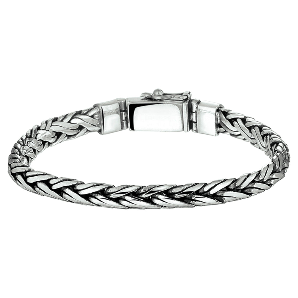 Armband oxi gevlochten 6,0 mm zilver geoxideerd