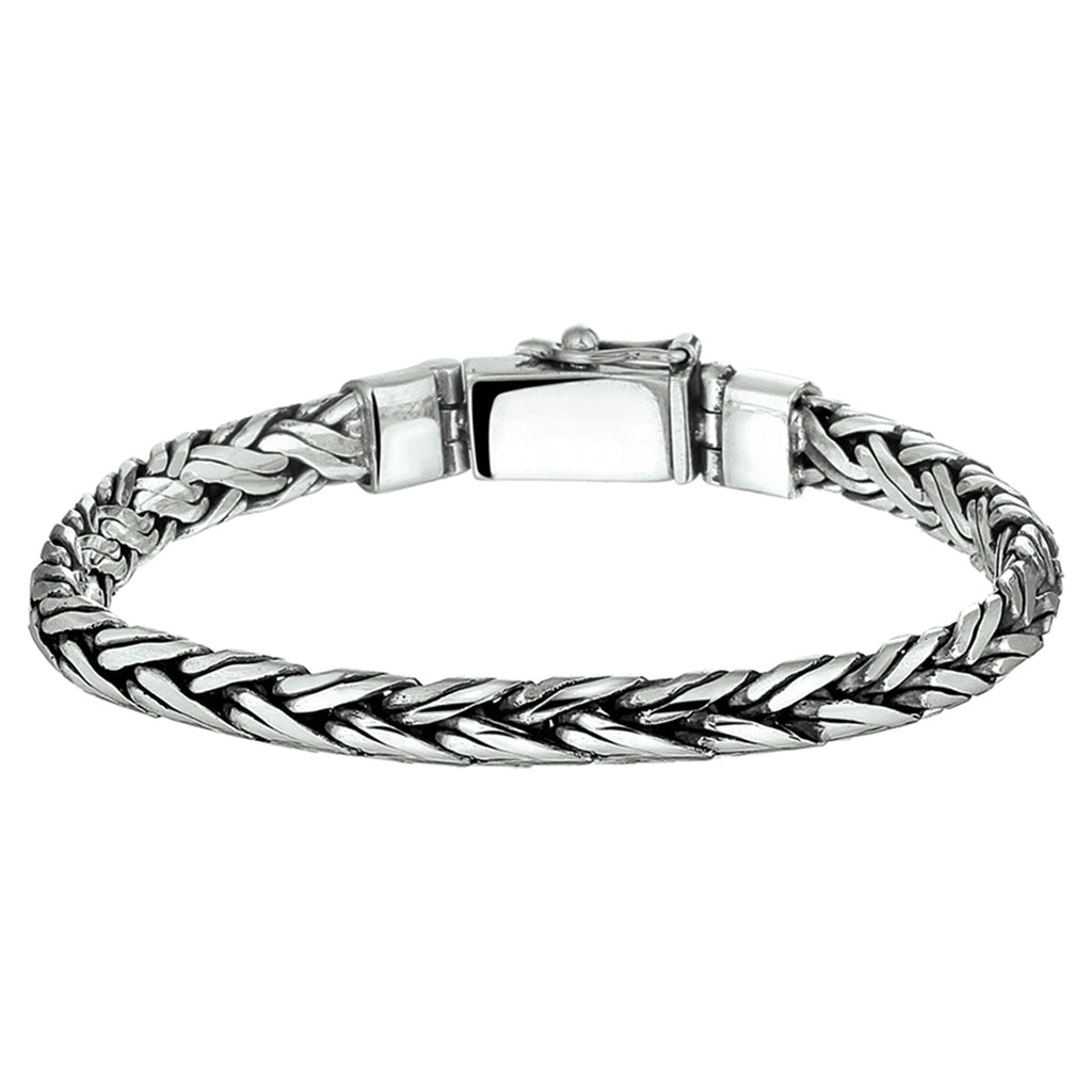 Armband oxi gevlochten 6,0 mm zilver geoxideerd