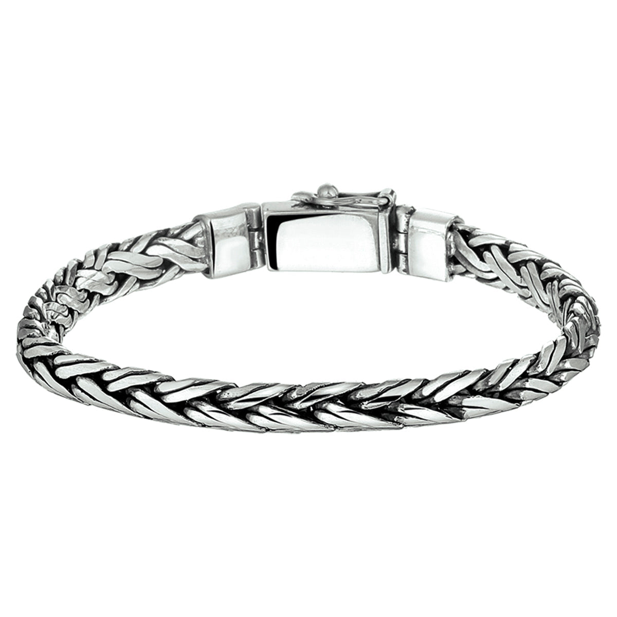 Armband oxi gevlochten 6,0 mm zilver geoxideerd