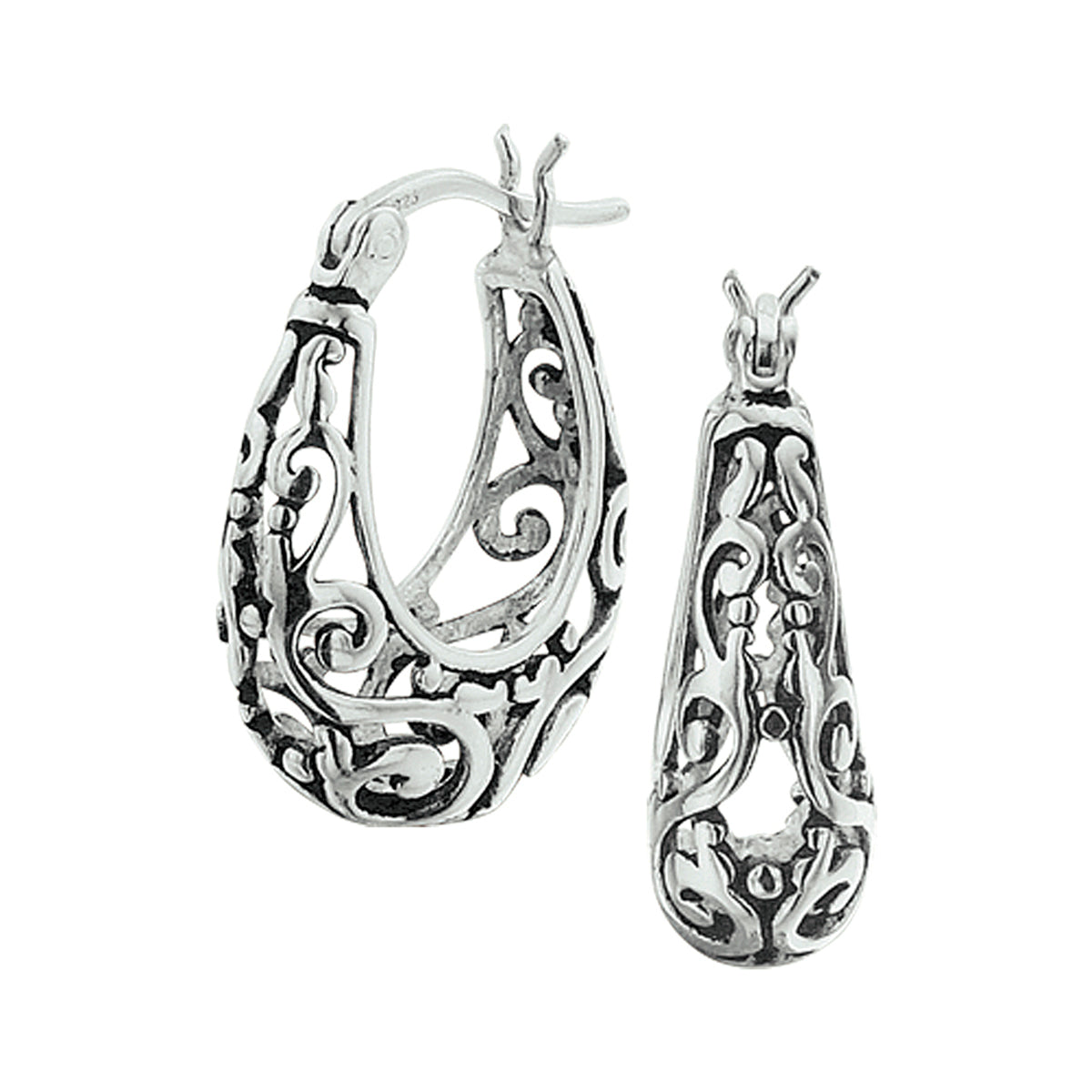 Oorringen oxi filigrain zilver geoxideerd