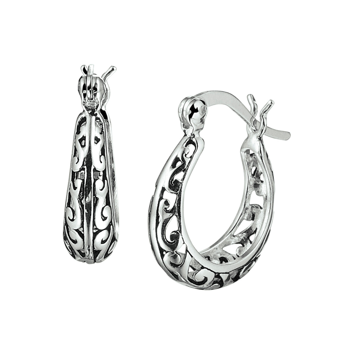 Oorringen oxi filigrain zilver geoxideerd