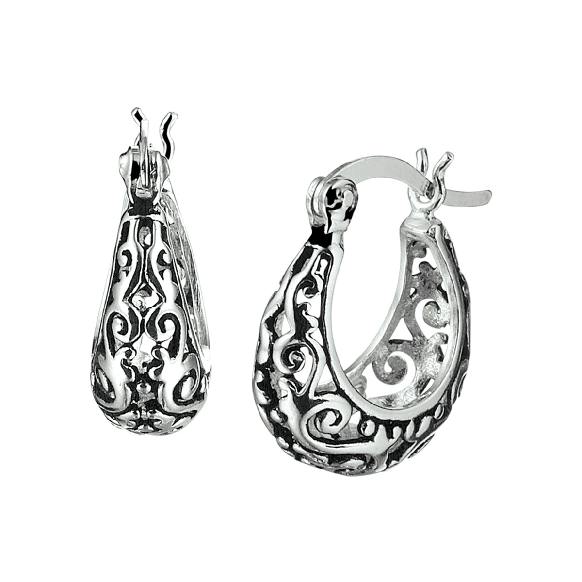 Oorringen oxi filigrain zilver geoxideerd