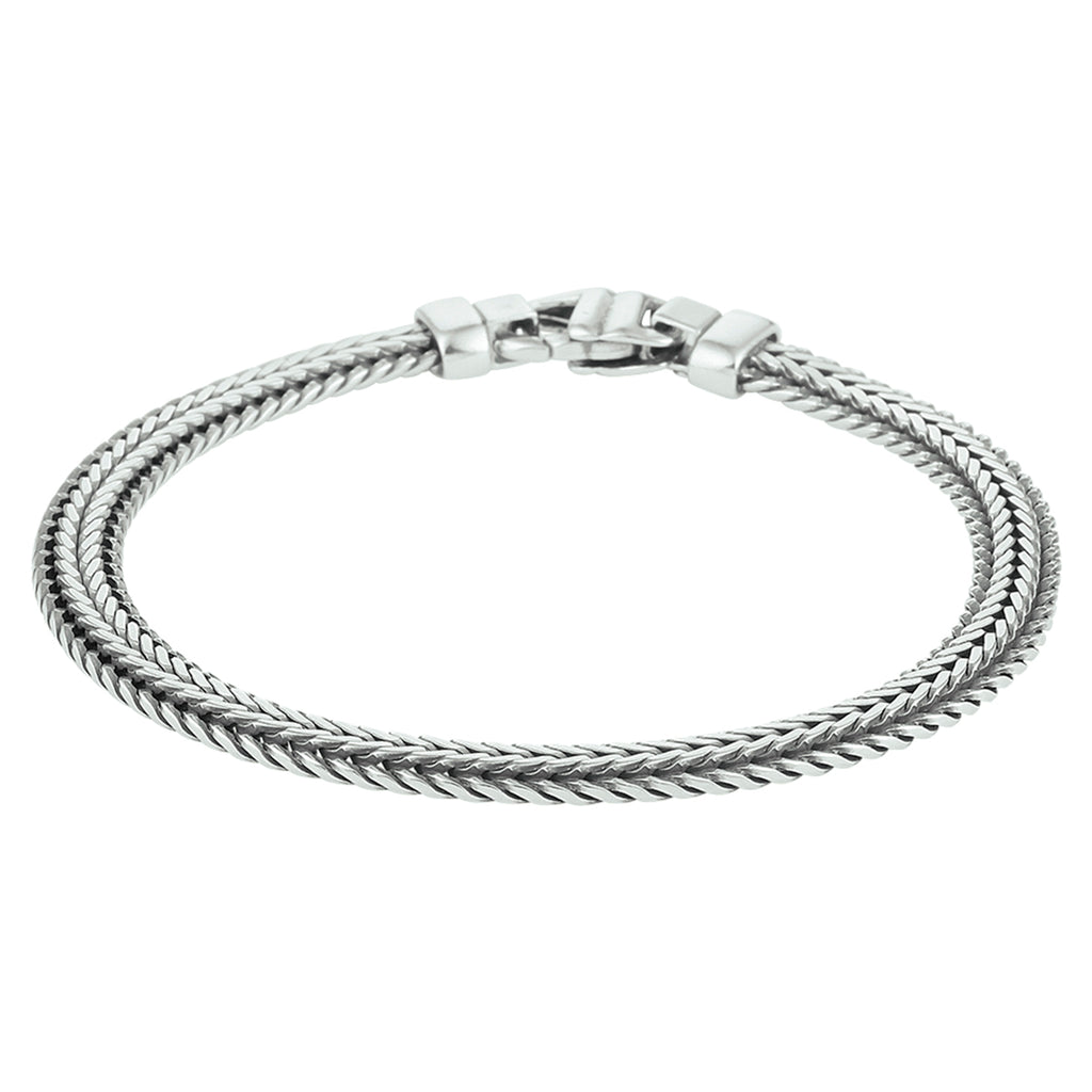Armband oxi vossestaart 6,5 mm zilver geoxideerd