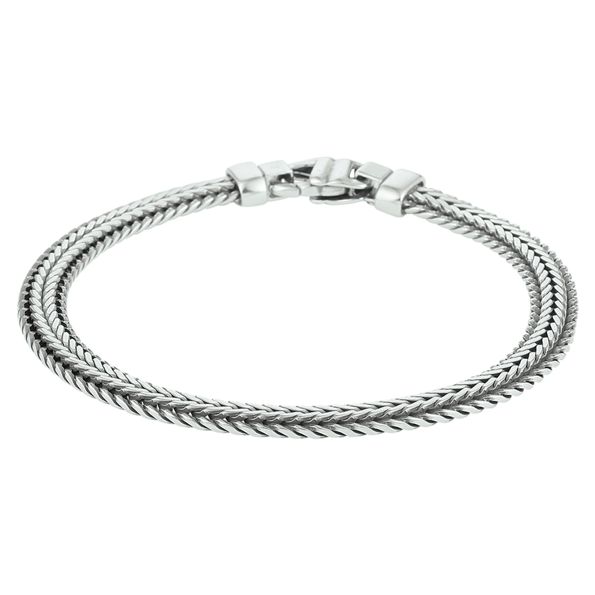 Armband oxi vossestaart 6,5 mm zilver geoxideerd