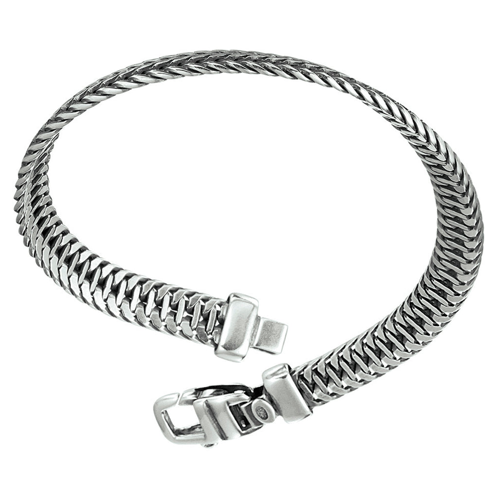 Armband oxi vossestaart 6,5 mm zilver geoxideerd