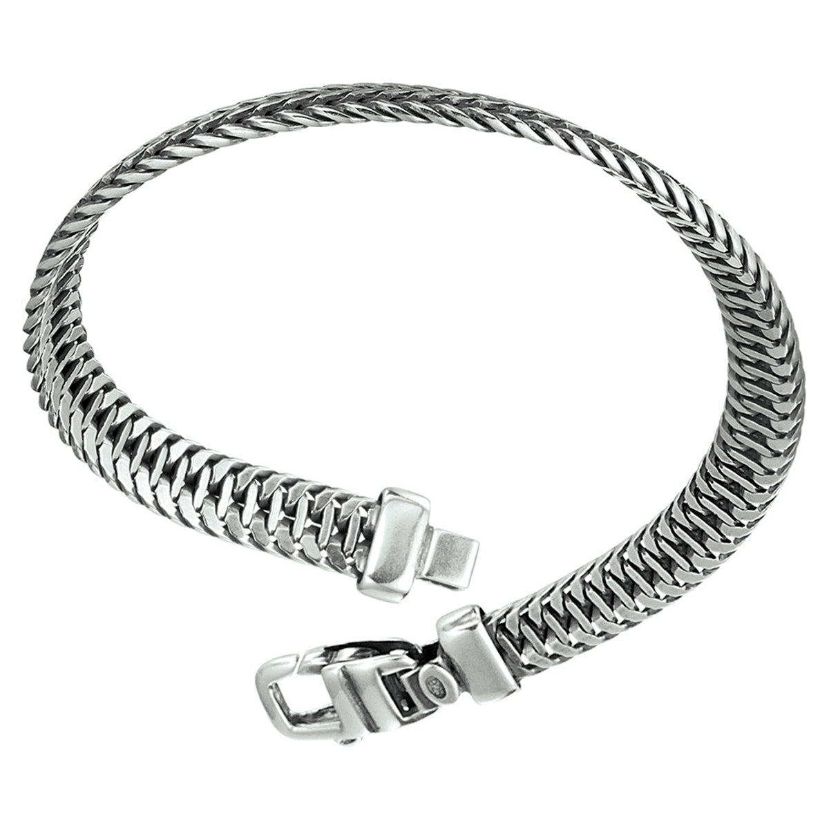 Armband oxi vossestaart 6,5 mm zilver geoxideerd