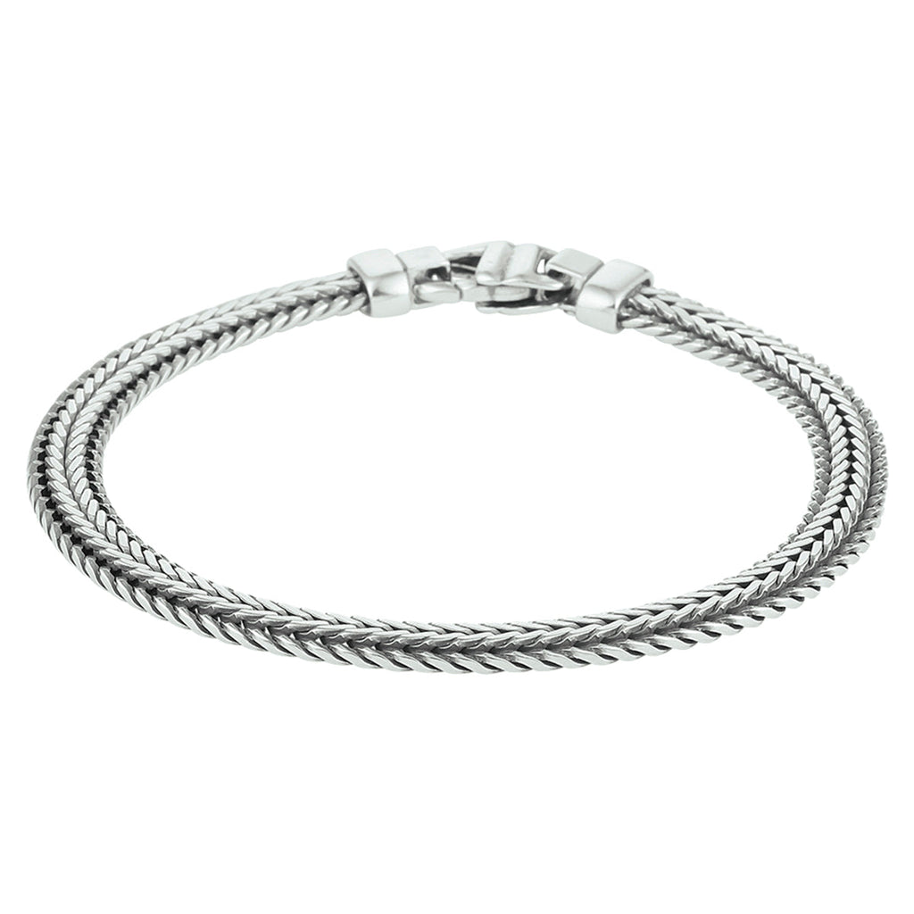 Armband oxi vossestaart 6,5 mm zilver geoxideerd