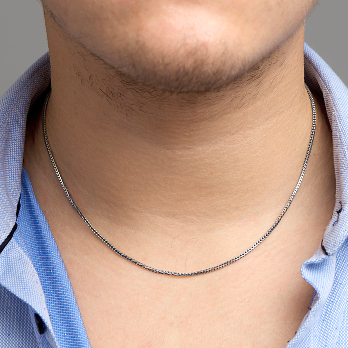 Collier oxi vossestaart 1,6 mm zilver geoxideerd