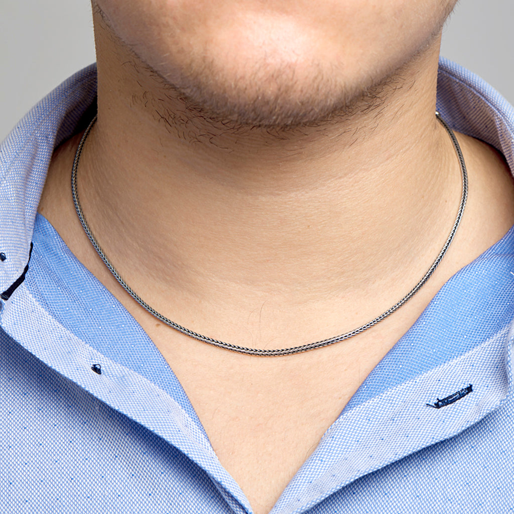 Collier oxi vossestaart 2,0 mm zilver geoxideerd