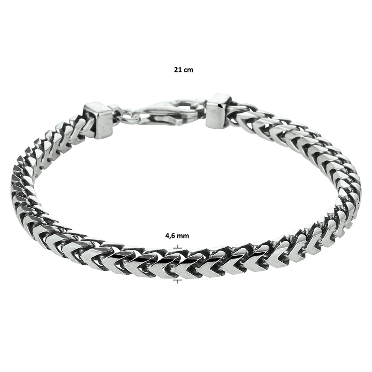 Armband oxi gourmette 4,6 mm zilver geoxideerd