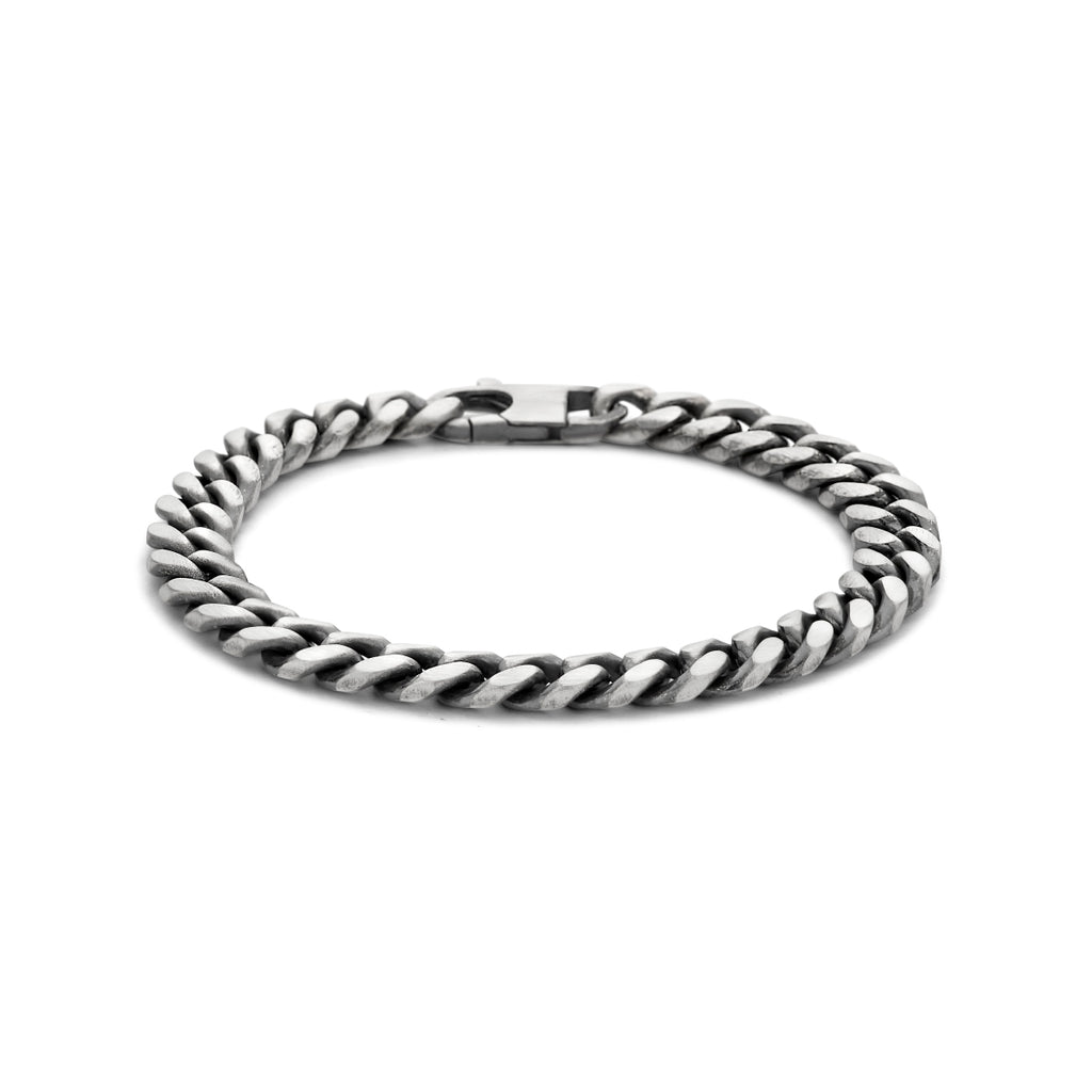 Armband oxi gourmette 6-zijdes geslepen 8,5 mm zilver geoxideerd