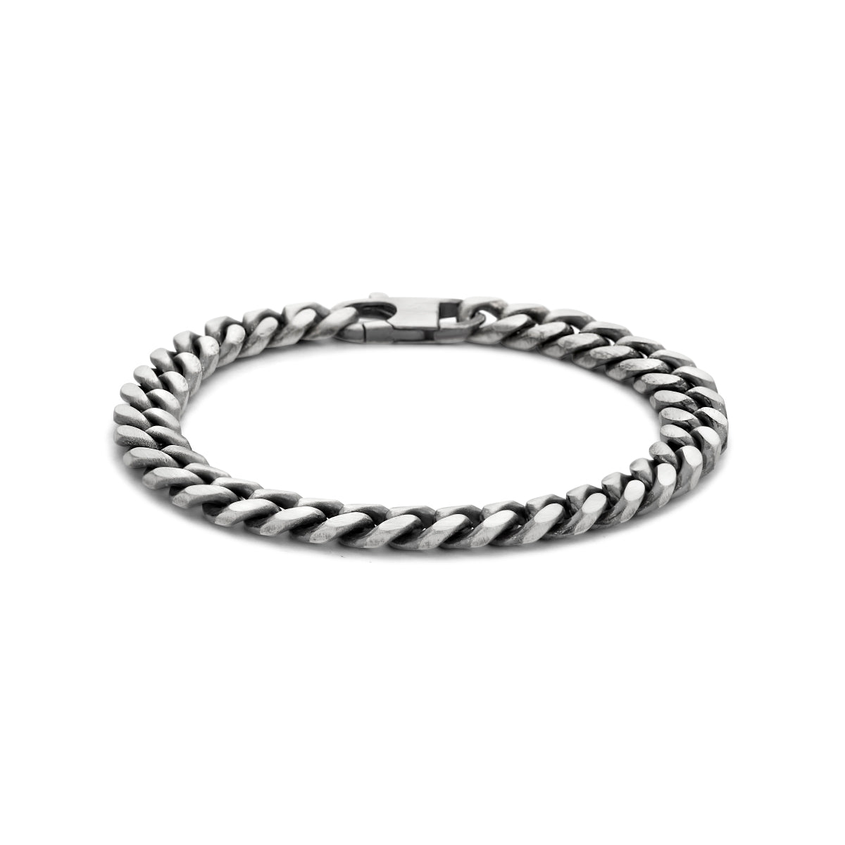 Armband oxi gourmette 6-zijdes geslepen 8,5 mm zilver geoxideerd