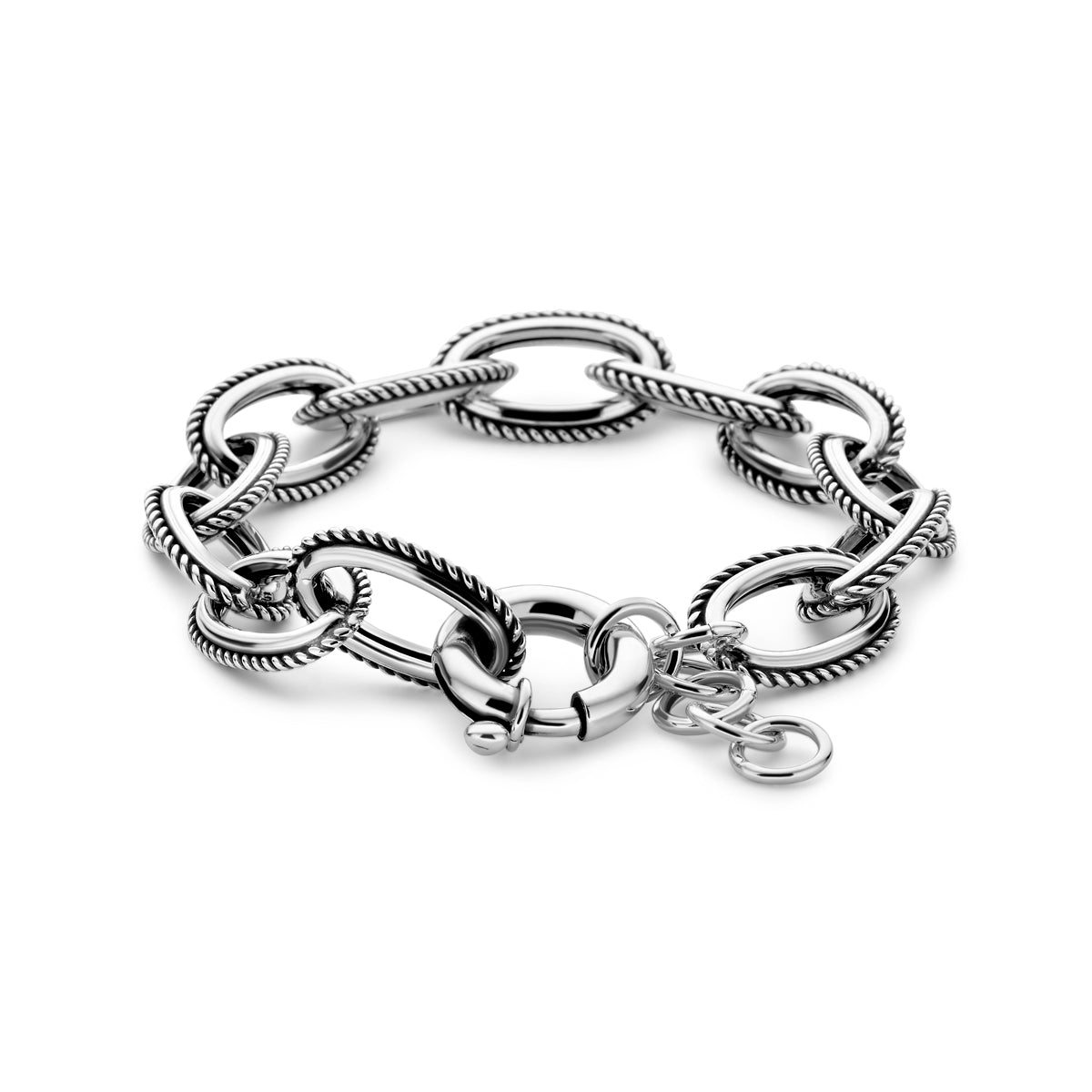 Armband met groot springslot 13 mm 18 + 3 cm zilver geoxideerd