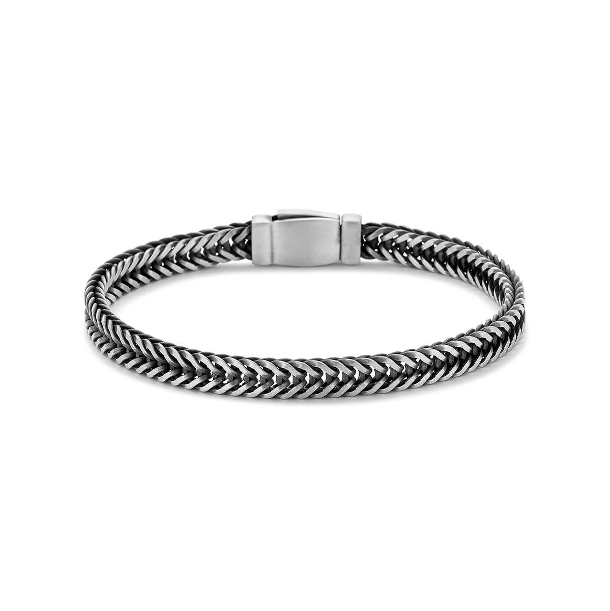 Armband oxi vossestaart 6,4 mm zilver geoxideerd