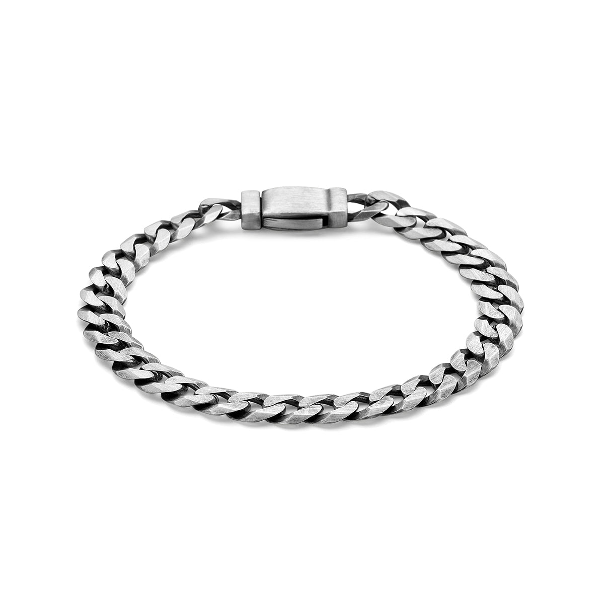 Armband gourmette 8-zijdes geslepen 8,2 mm zilver geoxideerd