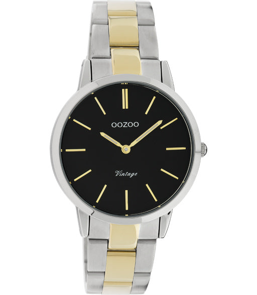 OOZOO Vintage zilver-verguld/zwart 34 mm C20107