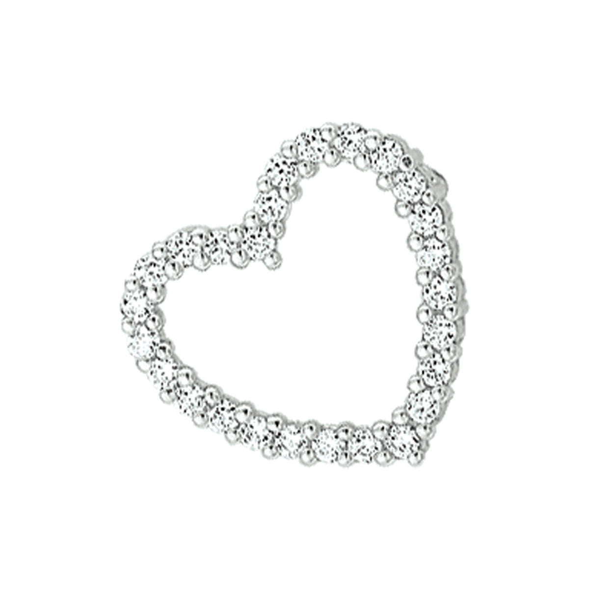 Hanger hart zirkonia zilver gerhodineerd