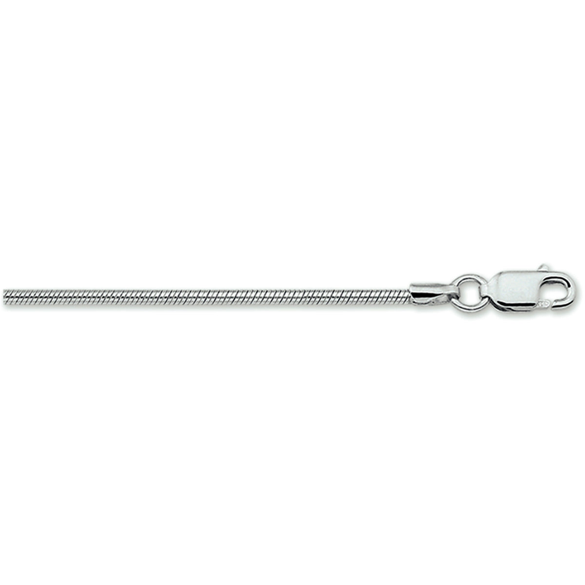 Collier slang rond 1,6 mm zilver gerhodineerd