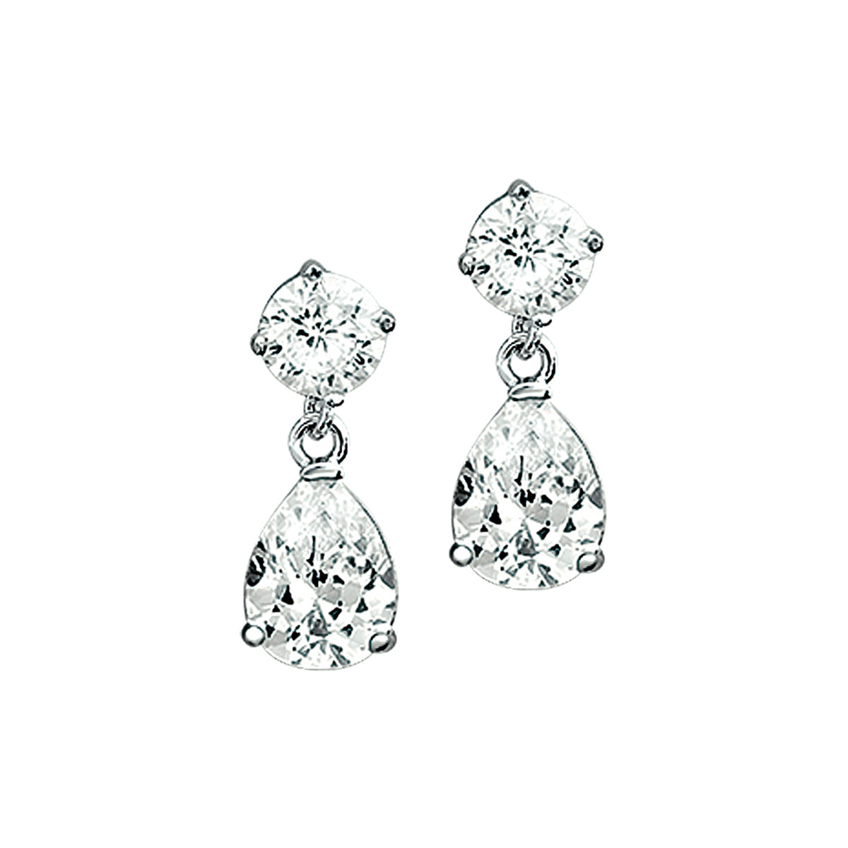 Oorhangers zirkonia zilver gerhodineerd