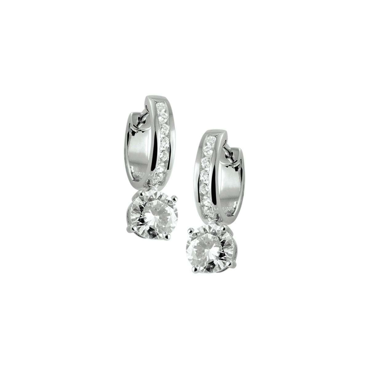 Klapoorringen zirkonia zilver gerhodineerd