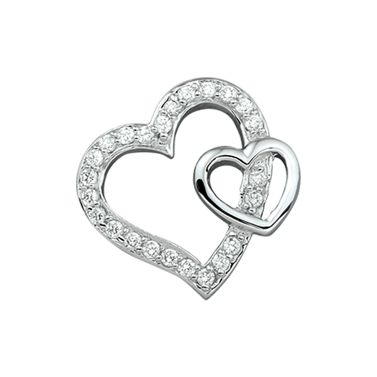 Hanger hart zirkonia zilver gerhodineerd