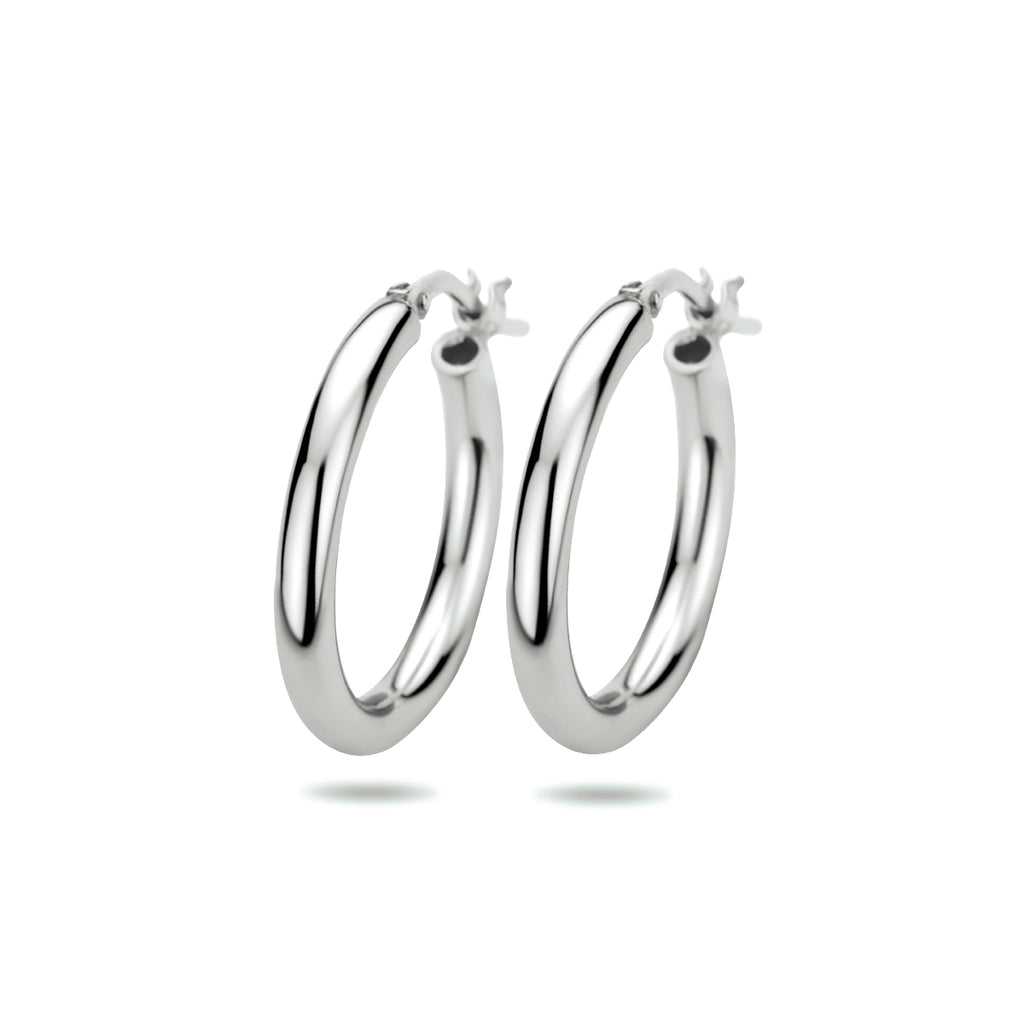 Oorringen 2,5 mm ronde buis zilver gerhodineerd