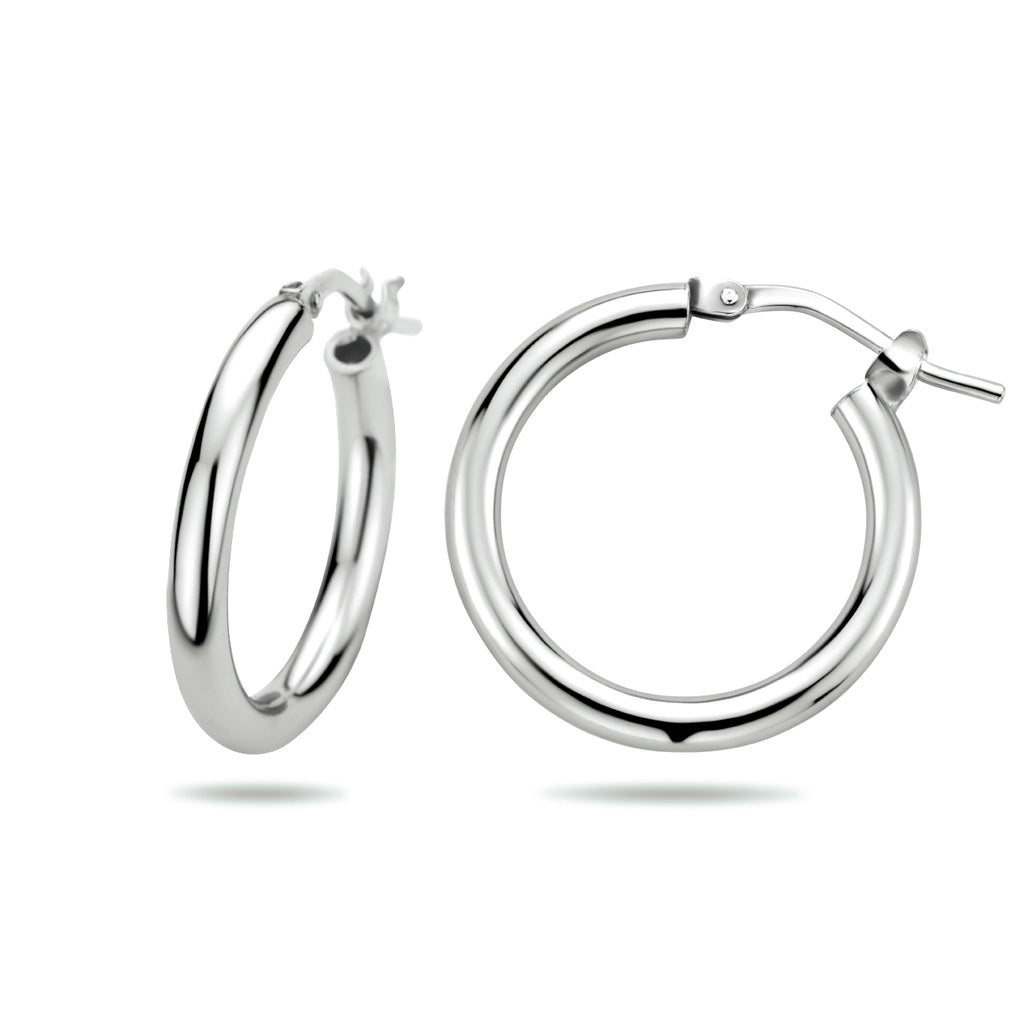 Oorringen 2,5 mm ronde buis zilver gerhodineerd