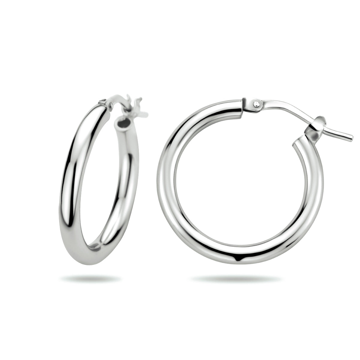 Oorringen 2,5 mm ronde buis zilver gerhodineerd