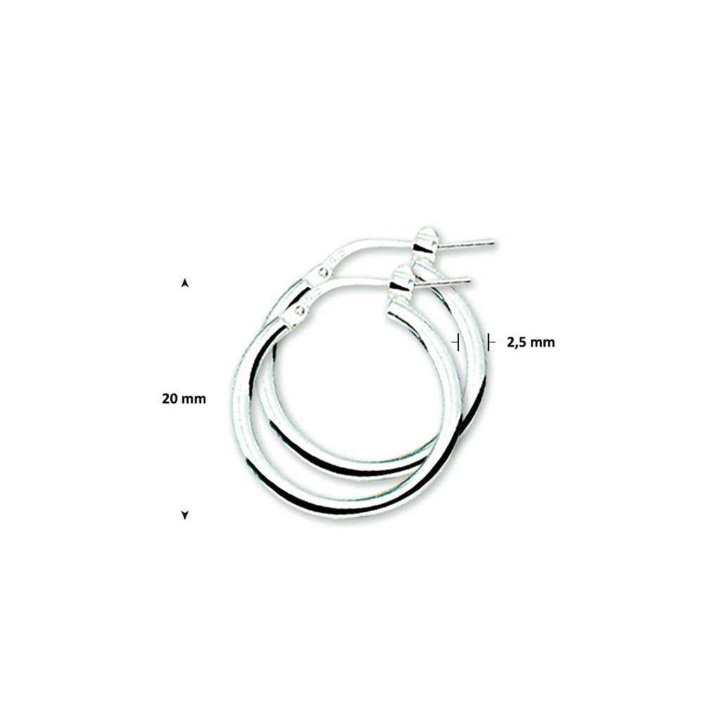 Oorringen 2,5 mm ronde buis zilver gerhodineerd