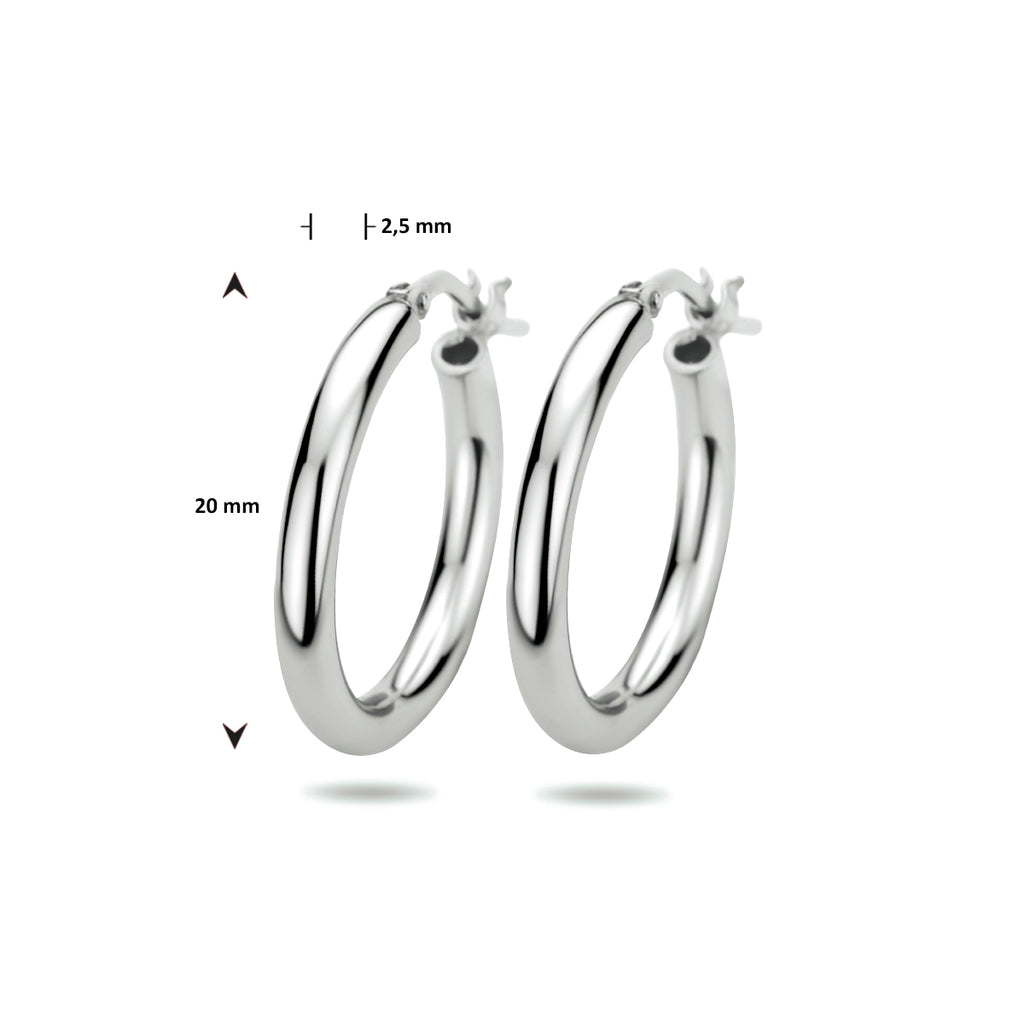 Oorringen 2,5 mm ronde buis zilver gerhodineerd