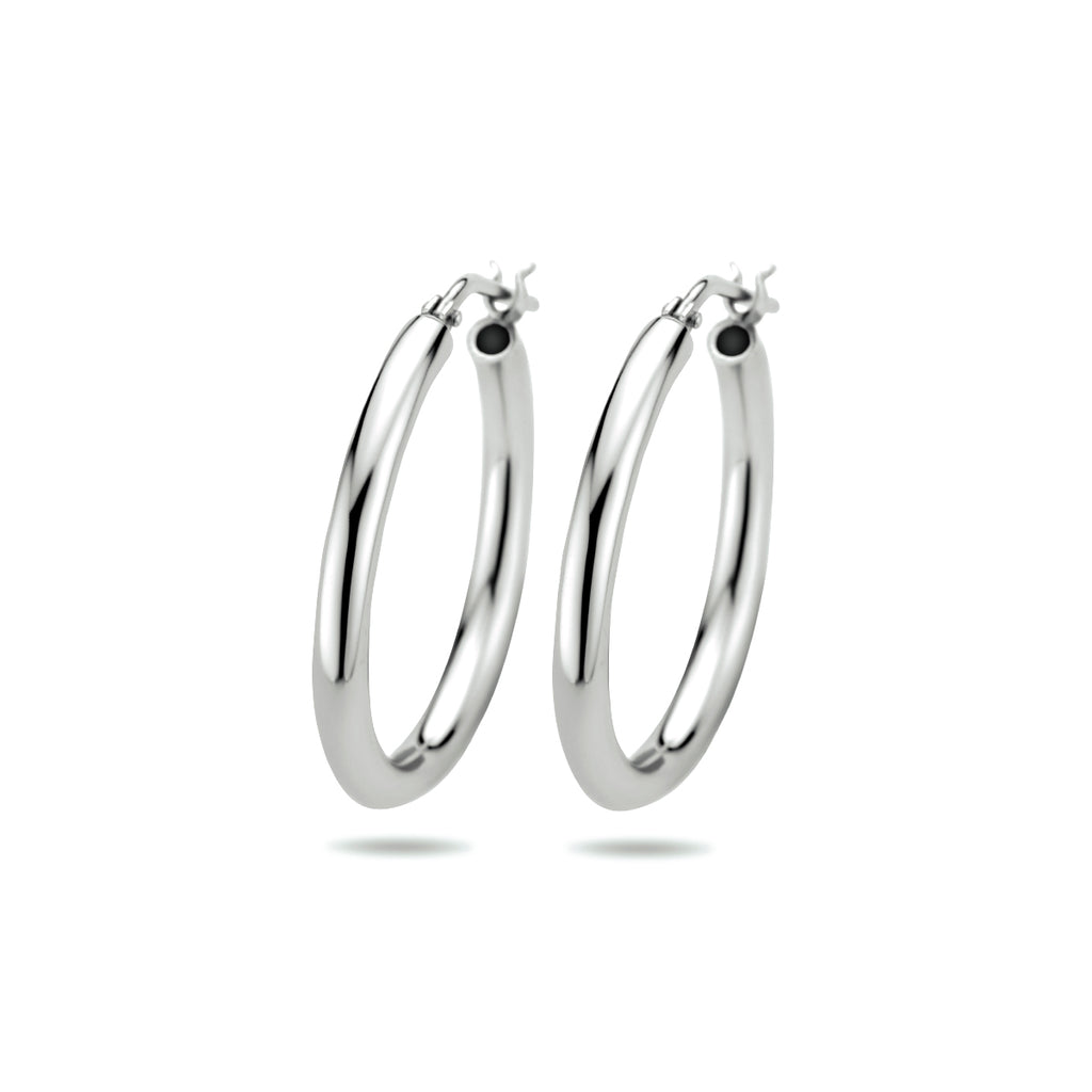 Oorringen 2,5 mm ronde buis zilver gerhodineerd