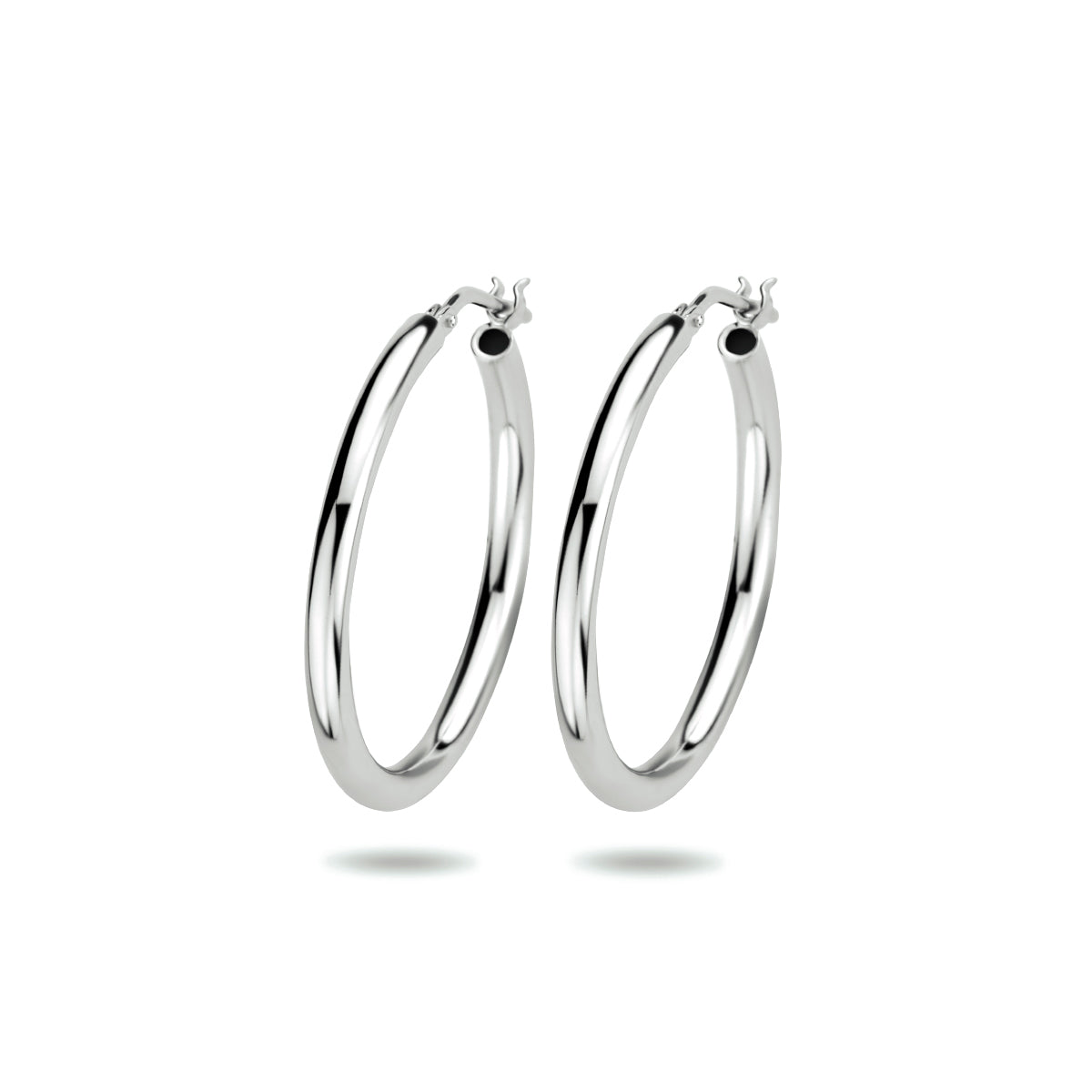 Oorringen 2,5 mm ronde buis zilver gerhodineerd