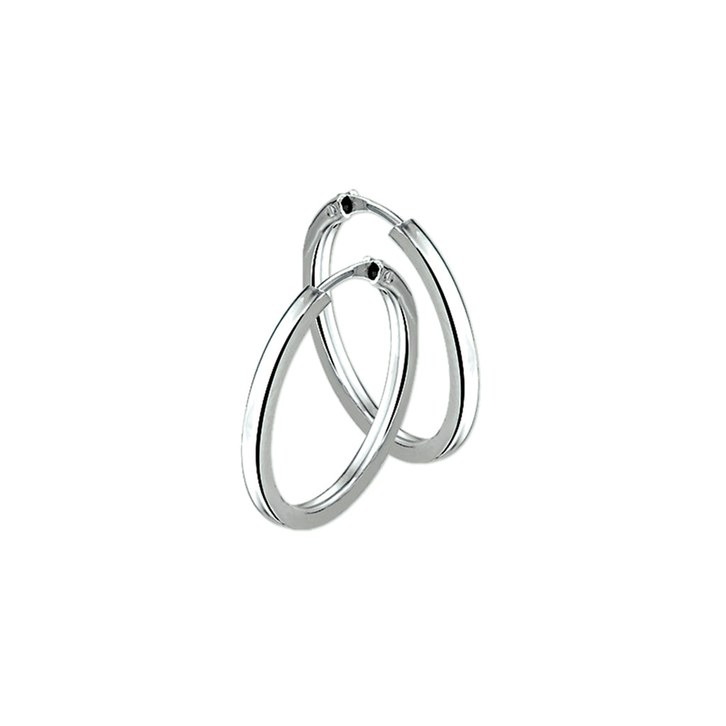 Oorringen 2,0 mm vierkante buis zilver gerhodineerd