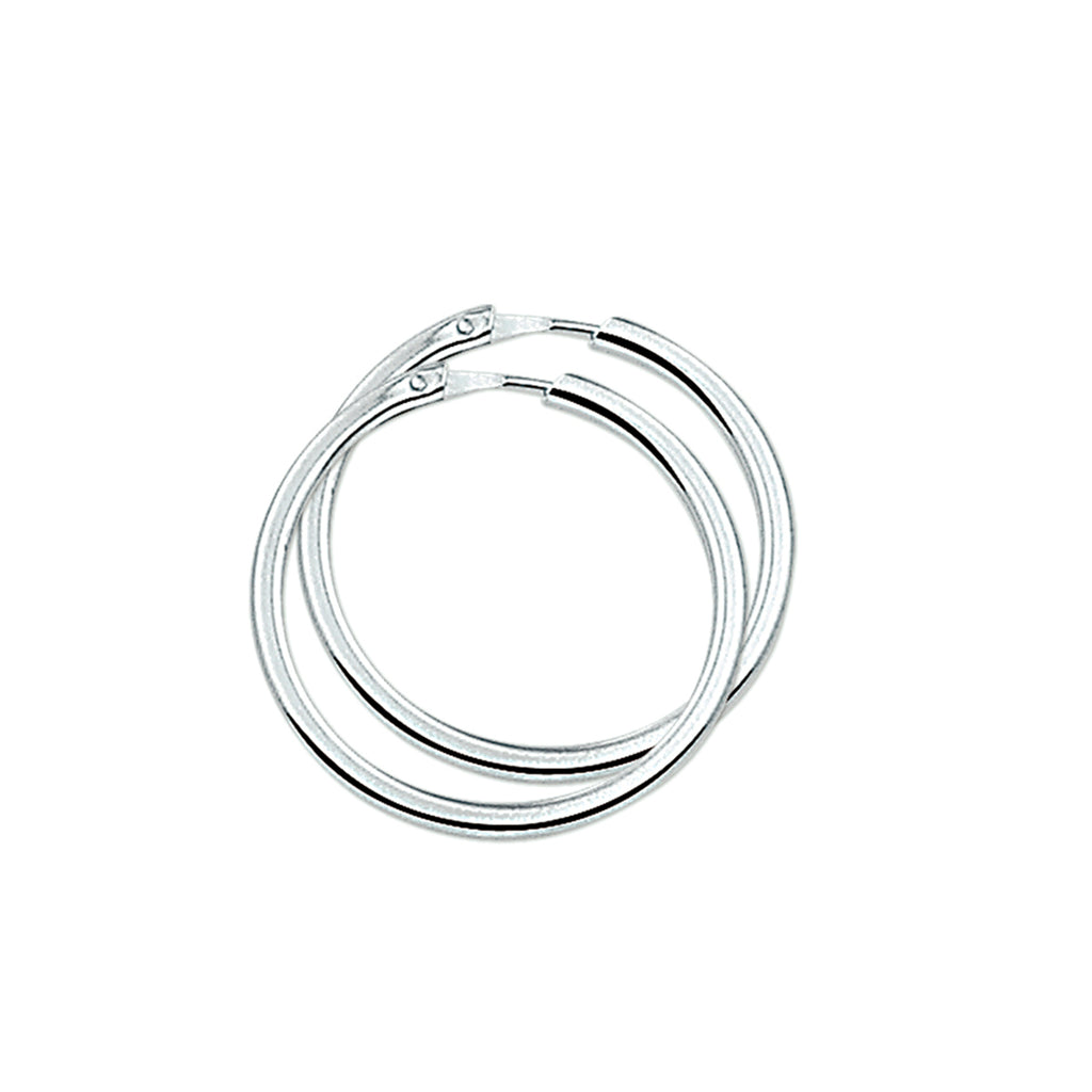 Oorringen 2,0 mm vierkante buis zilver gerhodineerd