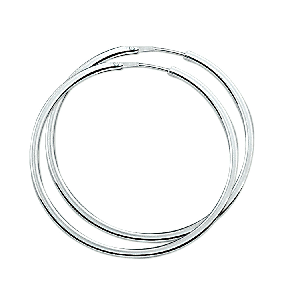 Oorringen 2,0 mm vierkante buis zilver gerhodineerd