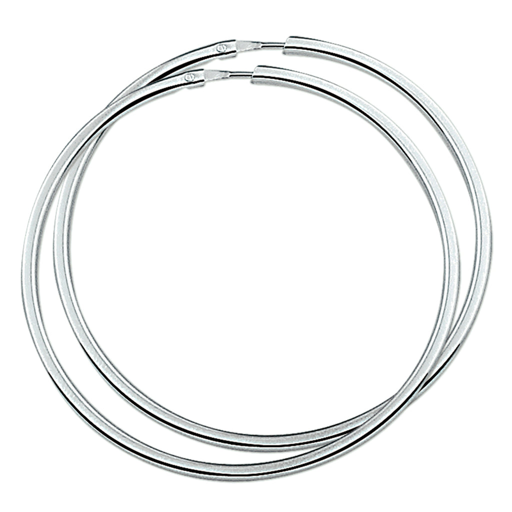 Oorringen 2,0 mm vierkante buis zilver gerhodineerd