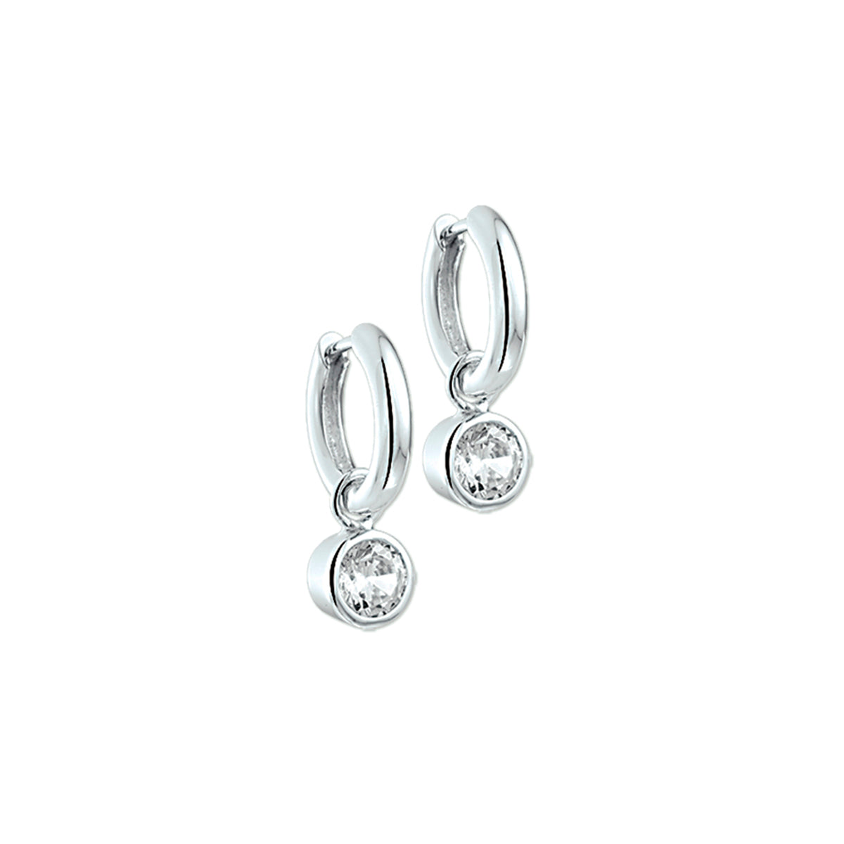 Klapoorringen zirkonia zilver gerhodineerd