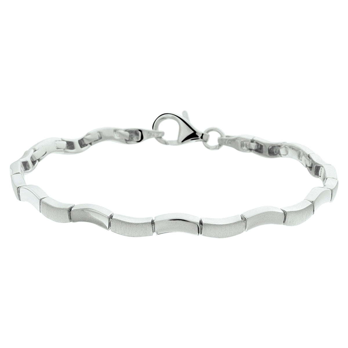 Armband poli/mat 4,2 mm 19 cm zilver gerhodineerd