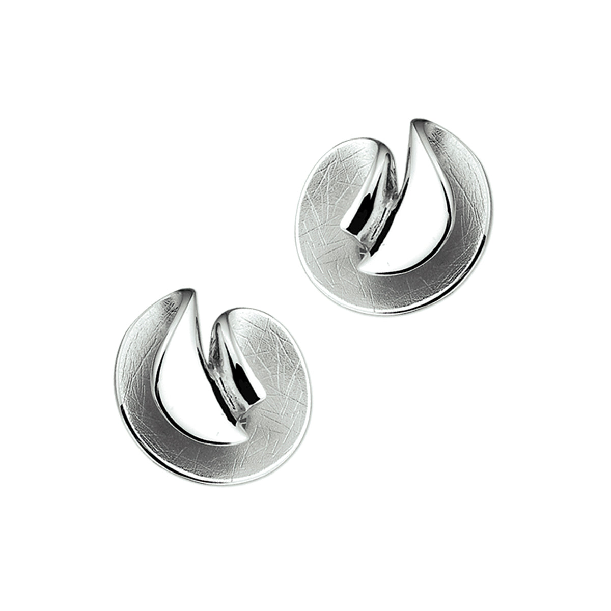 Oorknoppen gescratcht zilver gerhodineerd