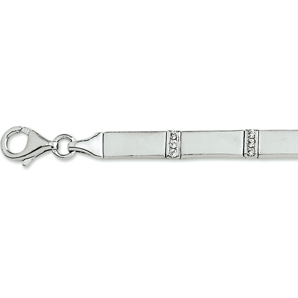 Armband zirkonia poli/mat  5,0 mm 19 cm zilver gerhodineerd