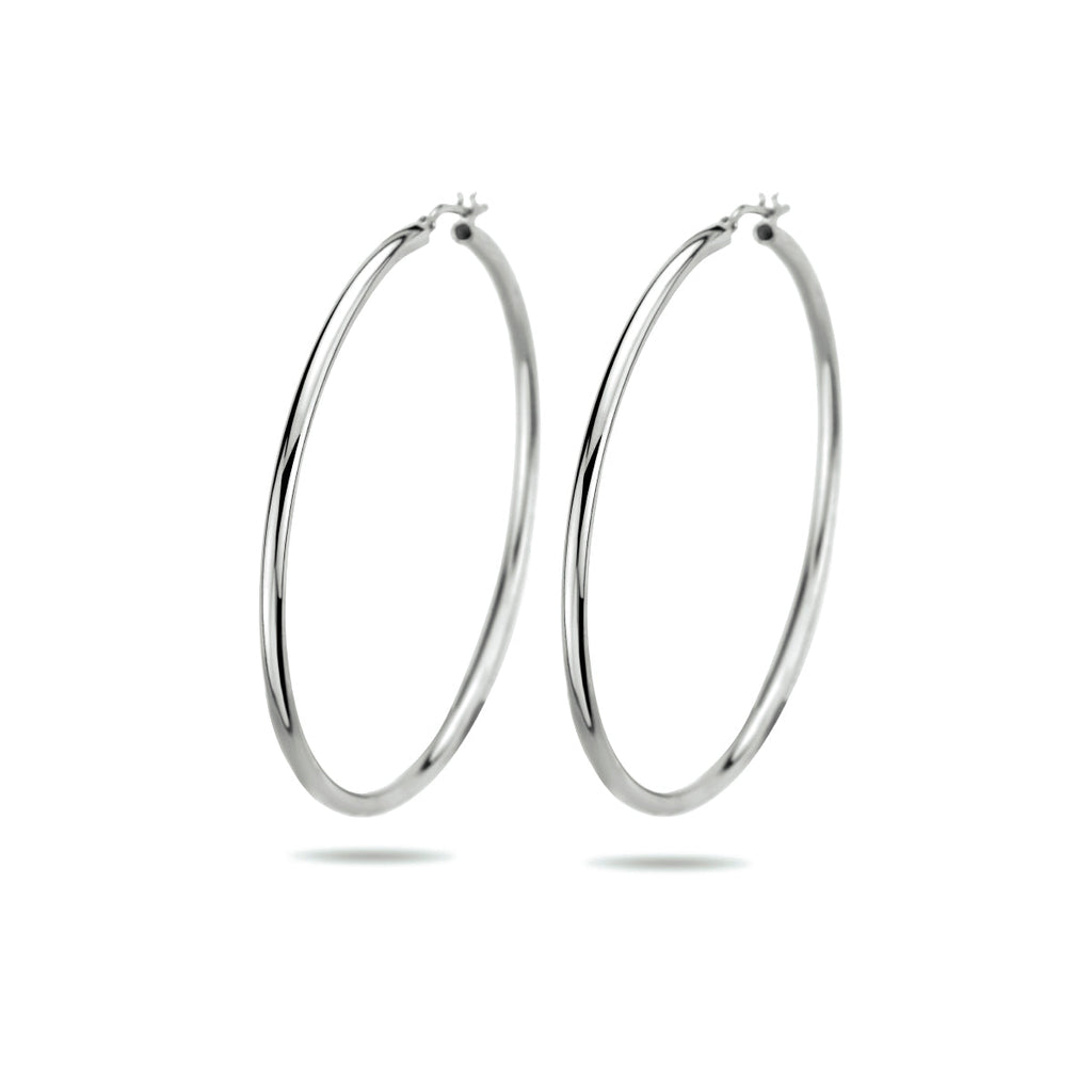 Oorringen 2,5 mm ronde buis zilver gerhodineerd