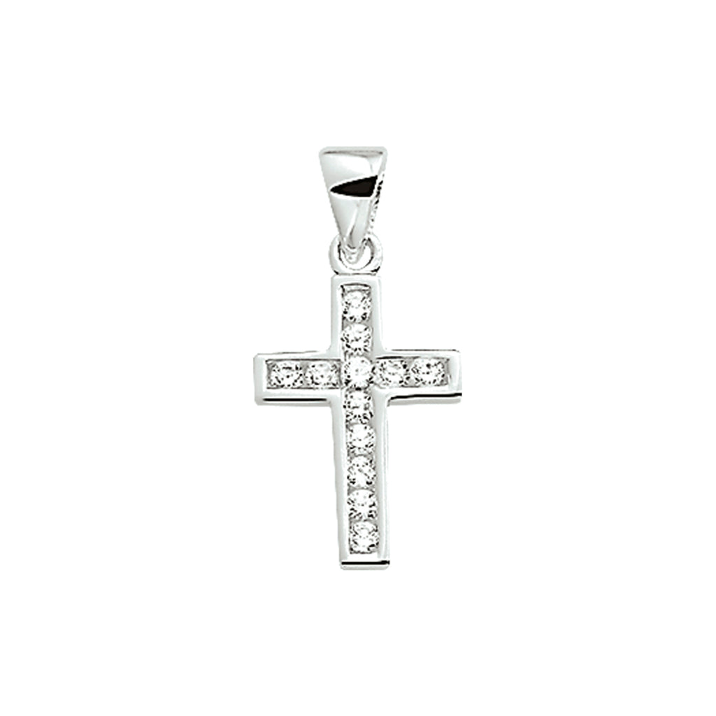 Hanger kruis zirkonia zilver gerhodineerd